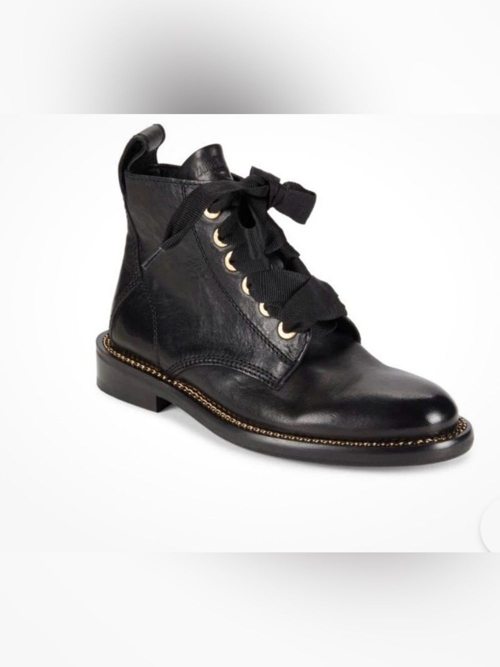 NW BOX Zadig & Voltaire Laureen Jumbo-Lace Leather Zip Boots Sz EU 41